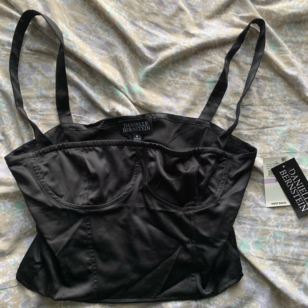 Black Satin Bustier Crop Top